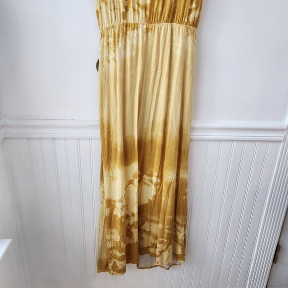 Free People Alyssa Wrap Dress Tie-Dye Yellow Full Length Maxi Women's L - Picture 7 of 11